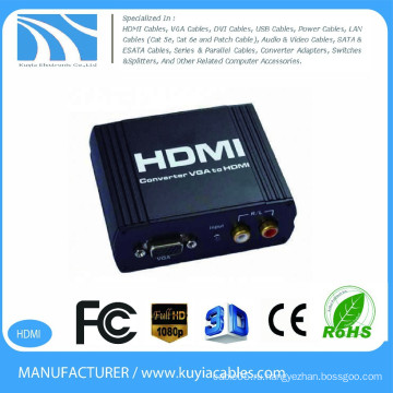 Конвертер VGA в HDMI черный металлический box1080P Конвертер VGA в HDMI VGA + R / L Конвертер аудио в HDMI